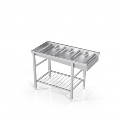 Table to Dishwasher With Long and Short Rolls and Grid Shelf